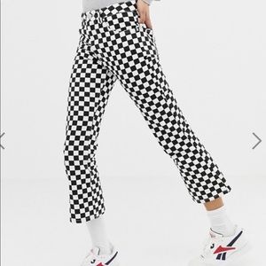 ASOS cropped flare checkerboard jeans